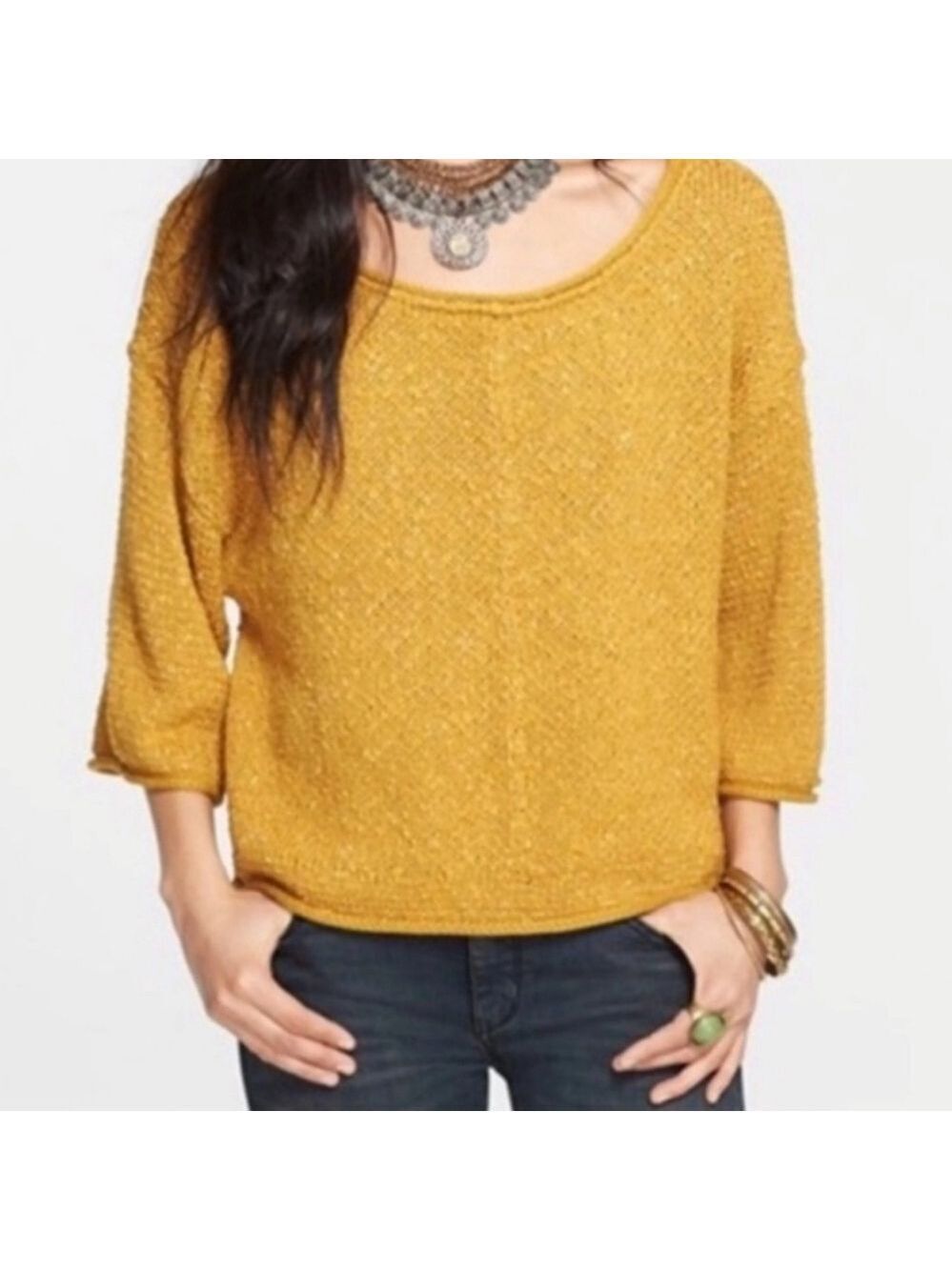 Free People Mustard Sweater